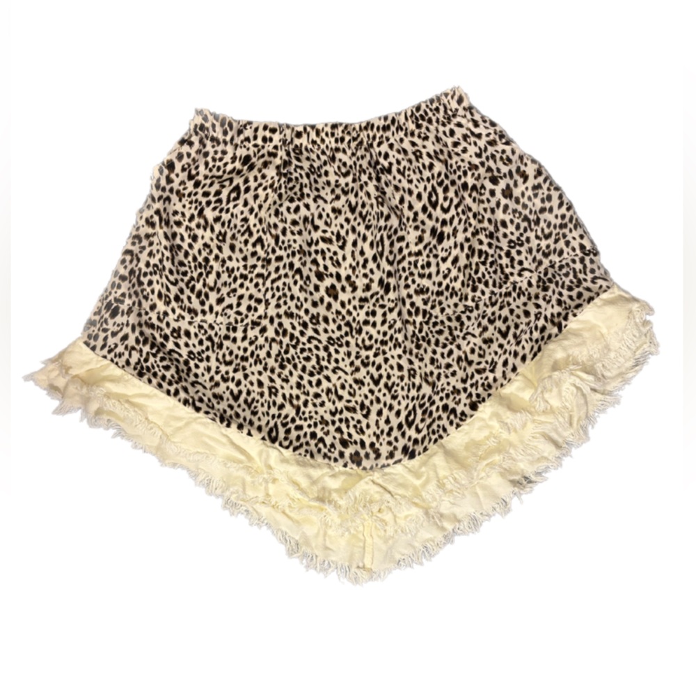 Leopard Print Fringe Skirt Size Medium